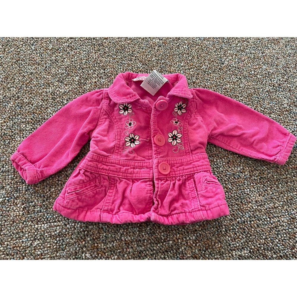 Young Hearts Girls Pink Corduroy Flower Jacket 12M